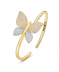 14K Gold Plated Bendable Cubic ZIrconia Butterfly Garden Bracelet