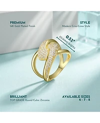 Ra 14K Gold Plated Round Cubic Zirconia Modern Bypass Ring