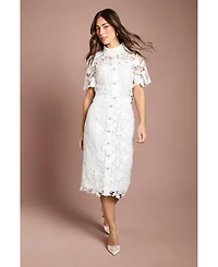 Coast Women's Lace Detail Short Sleeve Collared Shirt