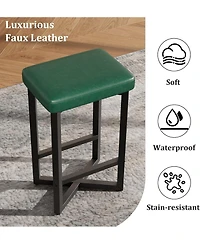 gaomon Set of 4, 24.6 Inch Counter Height Backless Barstools, Upholstered Pu Leather Seats with Metal X-Frame and Footrest, Modern Kitchen Stools