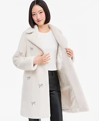 Cece Women's Faux-Fur Bow-Embellished Coat, Created for Macy's