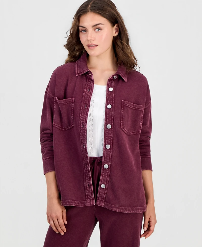 And Now This Petite French Terry Button-Front Shacket, Macy's Exclusive