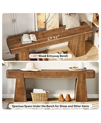 Slickblue 47" Solid Wood Farmhouse Entryway Shoe Bench