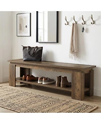 Tribesigns 63 Inch Entryway Bench With Storage Shelf, Farmhouse Wooden Shoe Bench For Hallway, Mudroom, Bedroom
