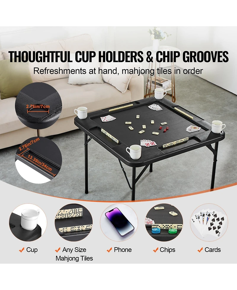 Vevor Mahjong Table 4 Player Folding Card Table and 4 Cup Holders Chip Trays