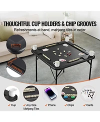 Vevor Mahjong Table 4 Player Folding Card Table and 4 Cup Holders Chip Trays