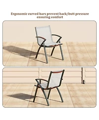 homfan Set of 4 Aluminum Patio Dining Chairs Set - Stackable and All-Weather - Quick-Dry Textilene Mesh, Ergonomic Support, Durable Metal Frame