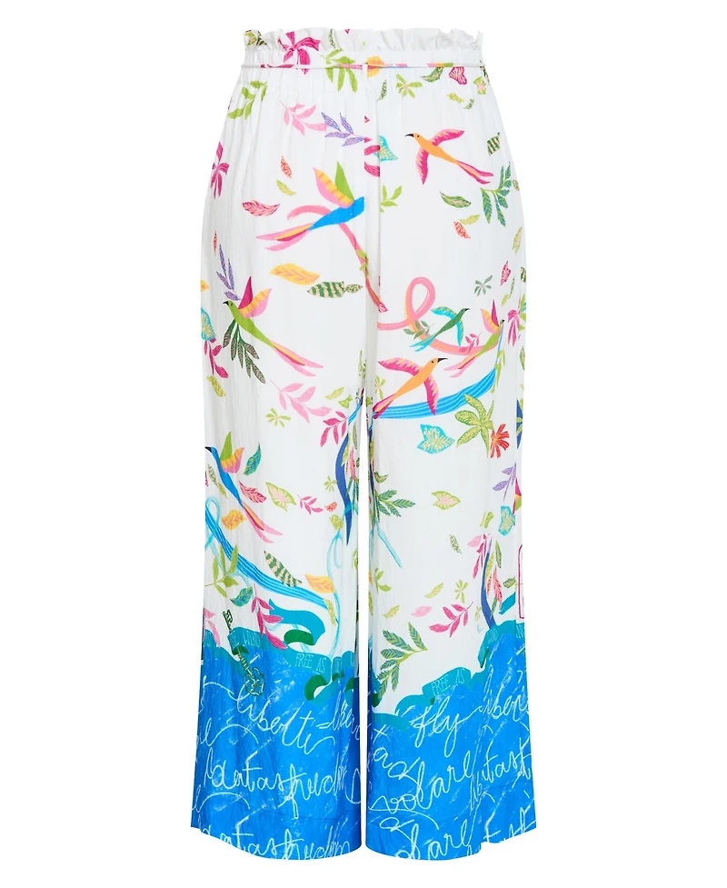 City Chic Women's Plus Free Spirit Print Wide Leg Pant