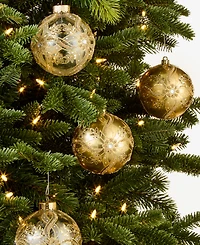 Holiday Lane Opulence Shatterproof Gold-Tone Decorated Ball Ornaments, Set of 4, Macy's Exclusive