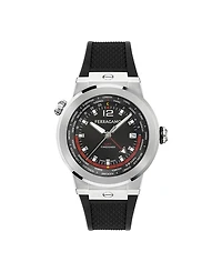 Ferragamo Men's F-80 Gmt Worldtime Black Stainless Steel Bracelet Watch 43mm