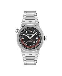Ferragamo Men's F-80 Gmt Worldtime Silver Stainless Steel Bracelet Watch 43mm