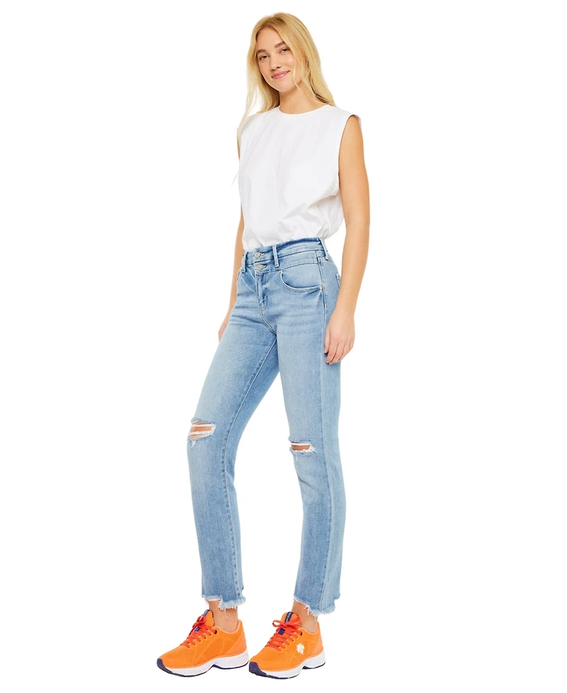 KanCan Women's Clover High Rise Slim Straight Jeans
