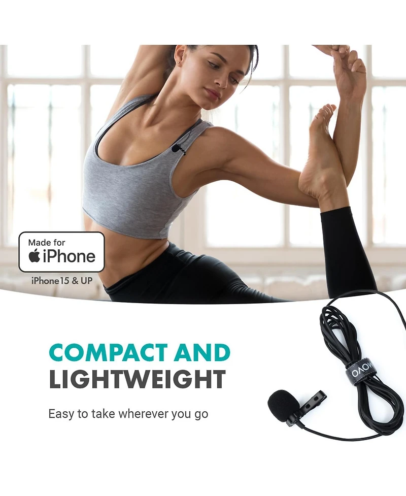 Movo Usb-c Wired Omnidirectional Lavalier Clip On Microphone for iPhone 15
