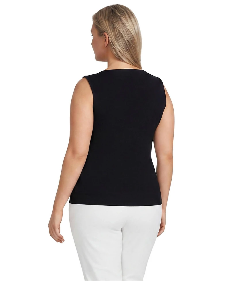 Lands' End Women's Plus Mariner Button Shoulder Tank
