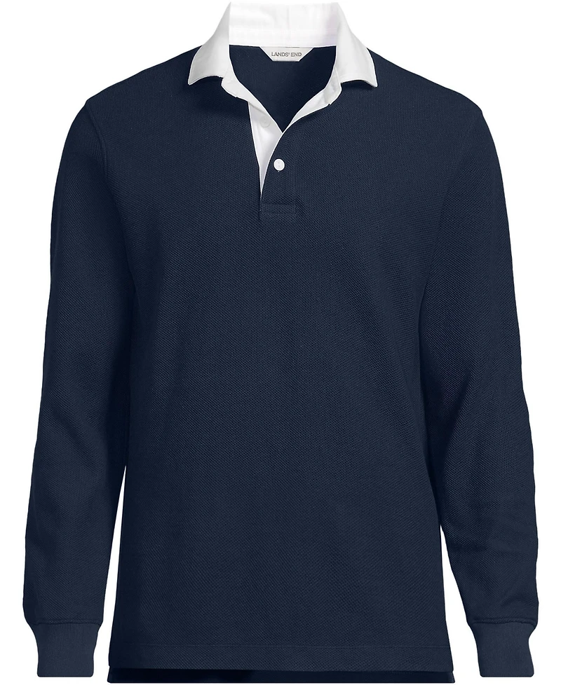 Lands' End Men's Long Sleeve Honeycomb Pique Rugby