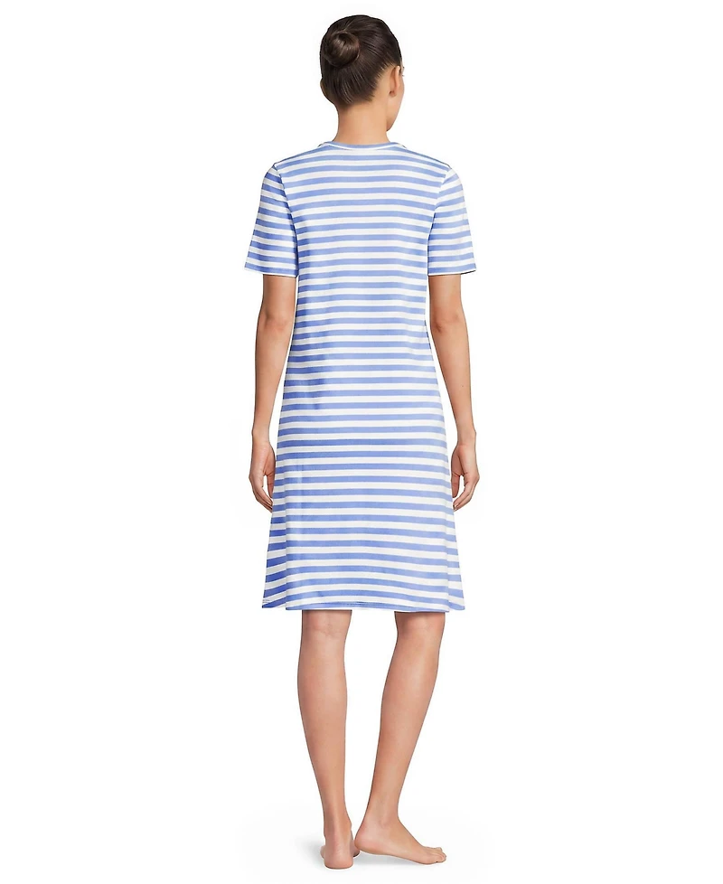 Lands' End Women's Cotton Interlock Short Sleeve Knee Length Gown