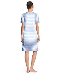 Lands' End Women's Cotton Interlock Short Sleeve Knee Length Gown