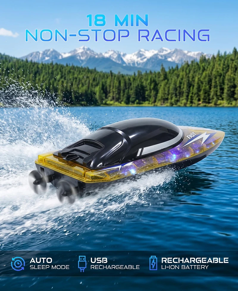 Sugift Remote Control Boat 30KMH High Speed Rc Racing Boat for Pool Lake Kids