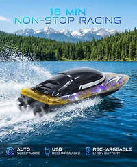 Sugift Remote Control Boat 30KMH High Speed Rc Racing Boat for Pool Lake Kids