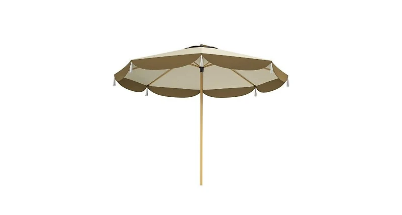 Clihome Outdoor Umbrella with Crank, Patio Umbrella, 8 Ribs, Push Button Tilt