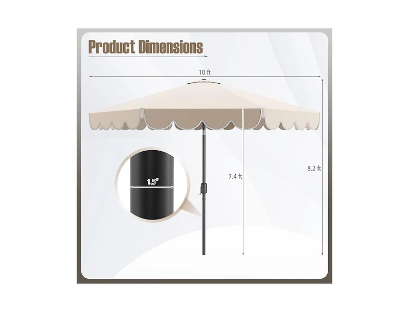 Clihome Patio Umbrella Outdoor Market Umbrella with Crank Tilt Adjustment