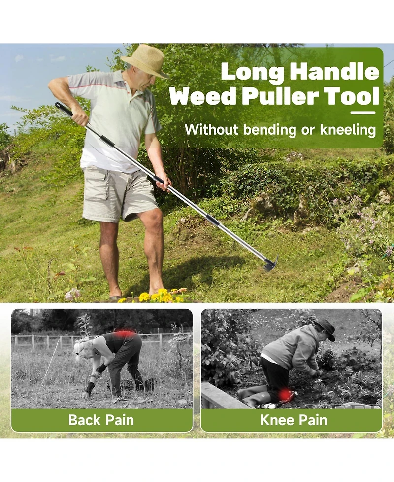 Xdovet Weed Puller Tool Gardening Set Hand Rake Hoe Remover