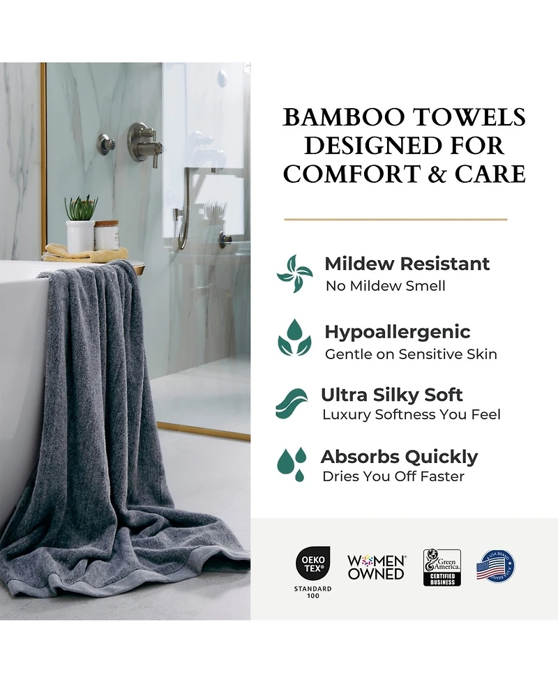 BedVoyage Luxury Oversized Viscose Bamboo and Cotton 3-Piece Bath Sheet Set