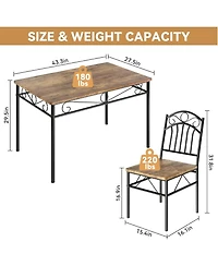 gaomon Dining Table Set for 4, Farmhouse Kitchen Table Chairs Rubber Wood Legs