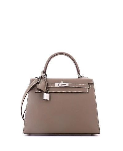Pre-Owned HERMES Kelly 25 Handbag Madame with Palladium Hardware