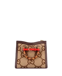 Pre-Owned Gucci Small Diana Nm Bamboo Handle Tote Jumbo Gg Canvas