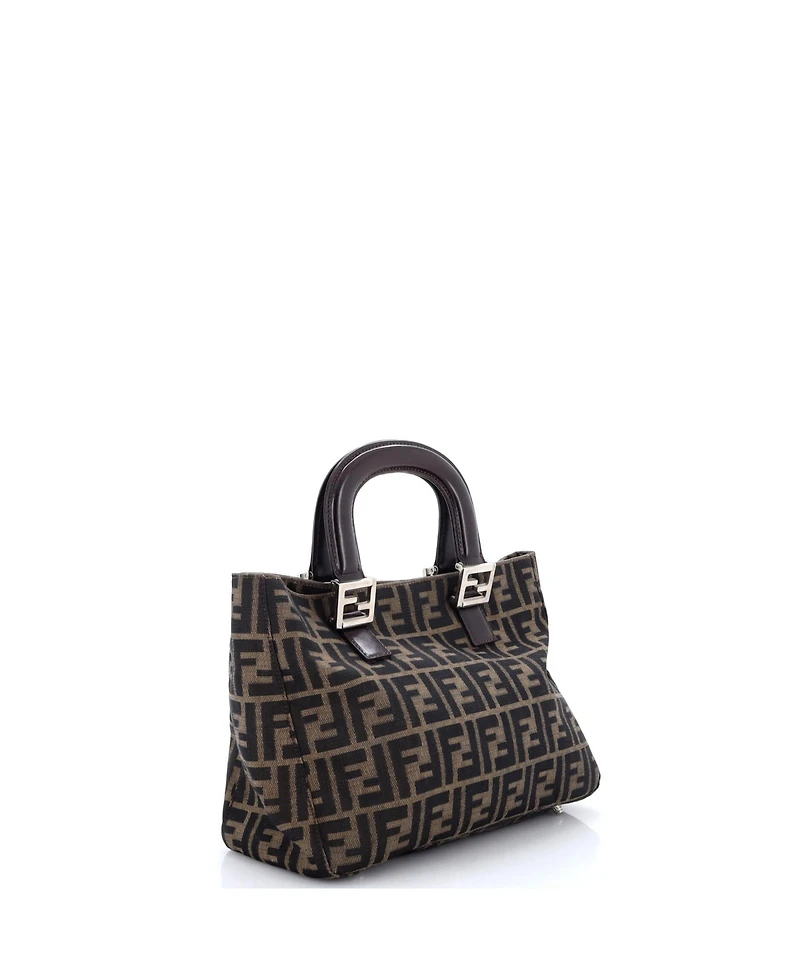Pre-Owned Fendi Small Vintage Ff Handle Tote Zucca Canvas