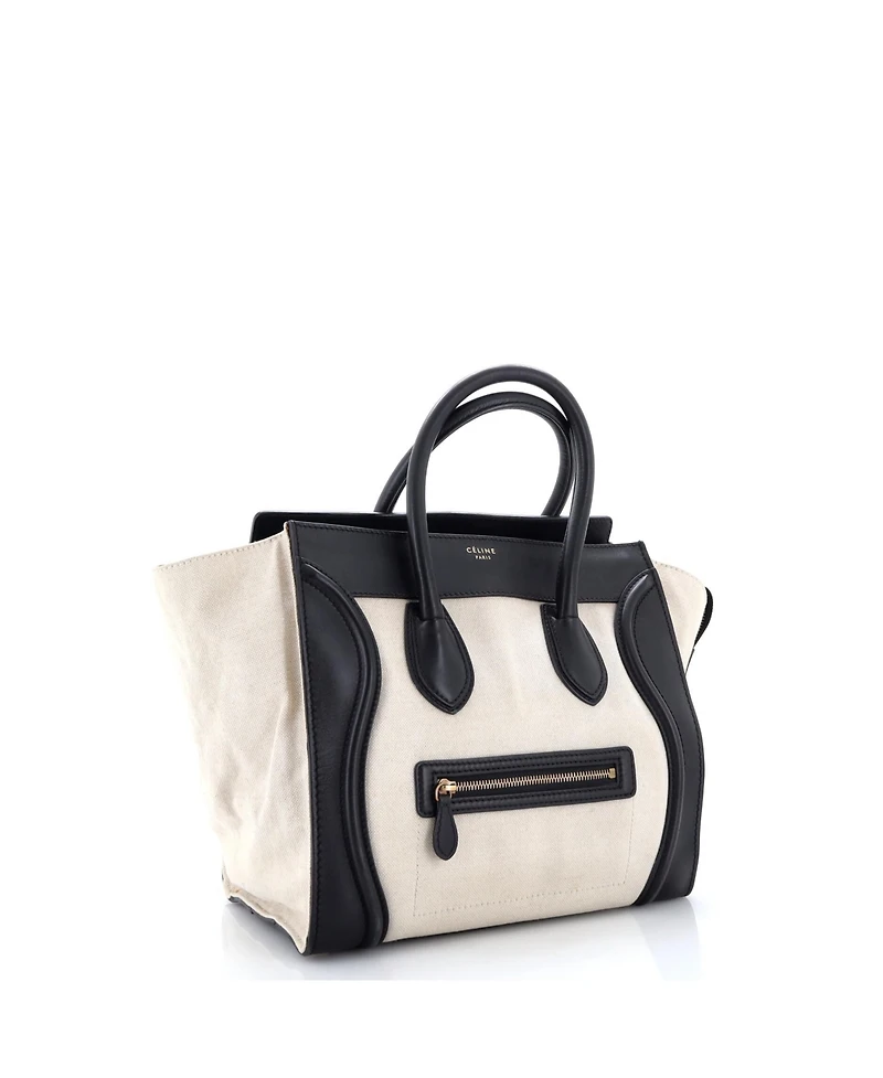 Pre-Owned Celine Micro Luggage Bag Canvas and Leather