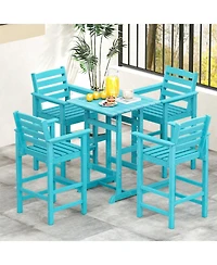 Sugift Set of 2 Patio Hdpe Adirondack Bar Chairs with Wide Armrests and Footrest