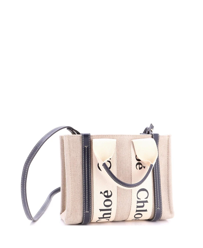 Pre-Owned Chloe Small Woody Tote Canvas with Leather