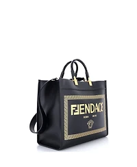 Pre-Owned Fendi Medium x Versace Fendace Convertible Sunshine Shopper Tote Printed Leather