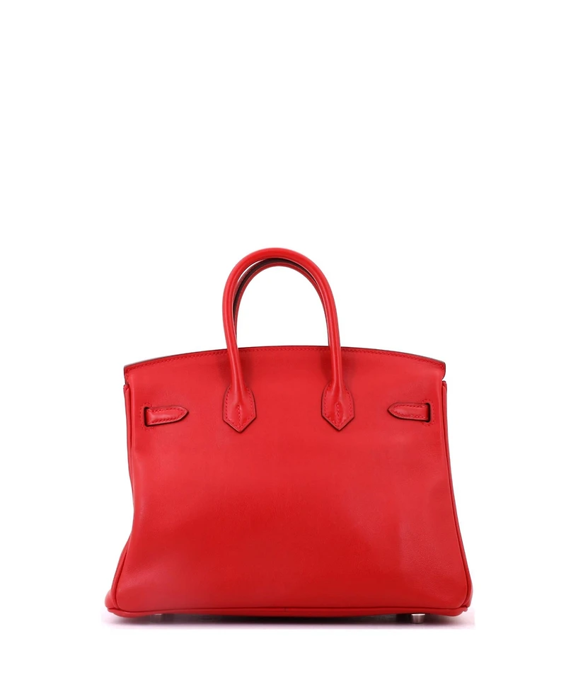 Pre-Owned HERMES Birkin 25 Handbag Red Swift with Palladium Hardware