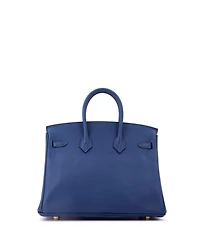 Pre-Owned HERMES Birkin 25 Handbag Blue Novillo with Gold Hardware