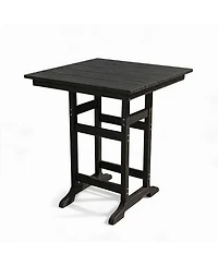 homfan 31.5" Square Hdpe Wood Grain Outdoor Bar Table – 39.6" High Weatherproof Pub with Umbrella Hole, 300 lb Capacity for Patio and Poolside