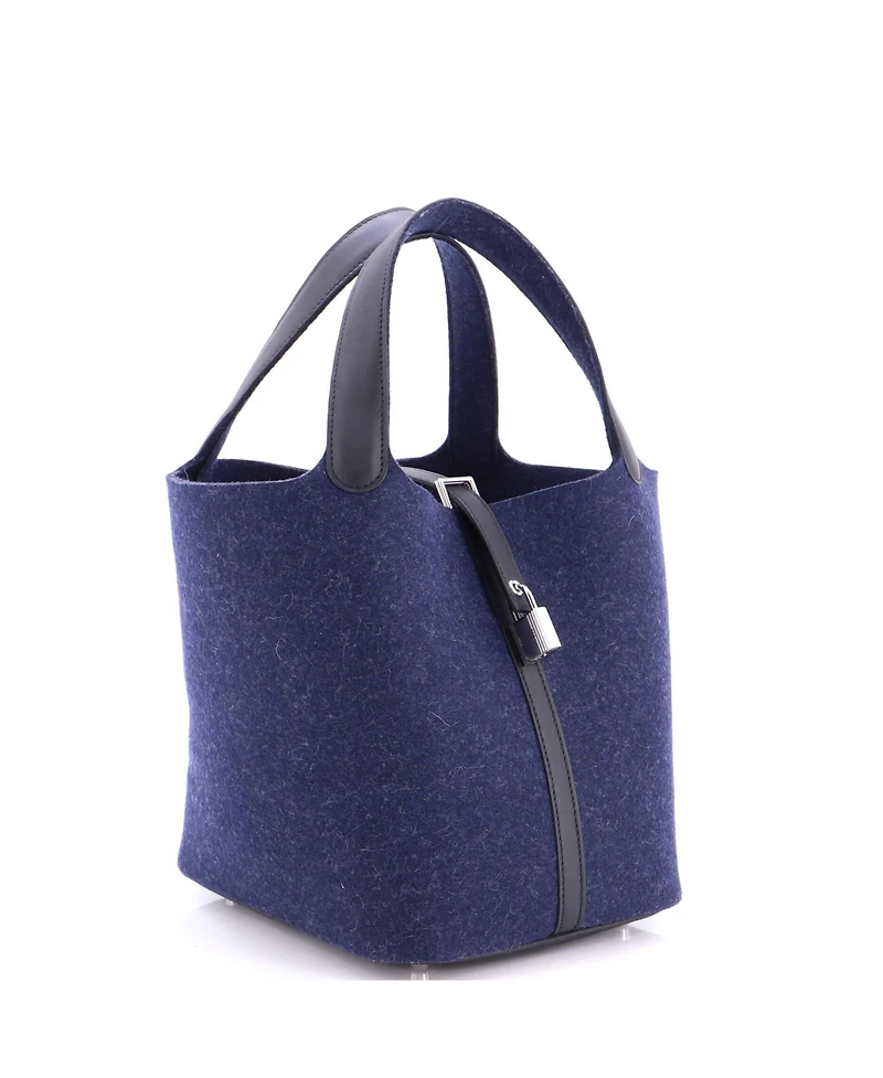Pre-Owned HERMES Mm Picotin Lock Bag Felt with Leather