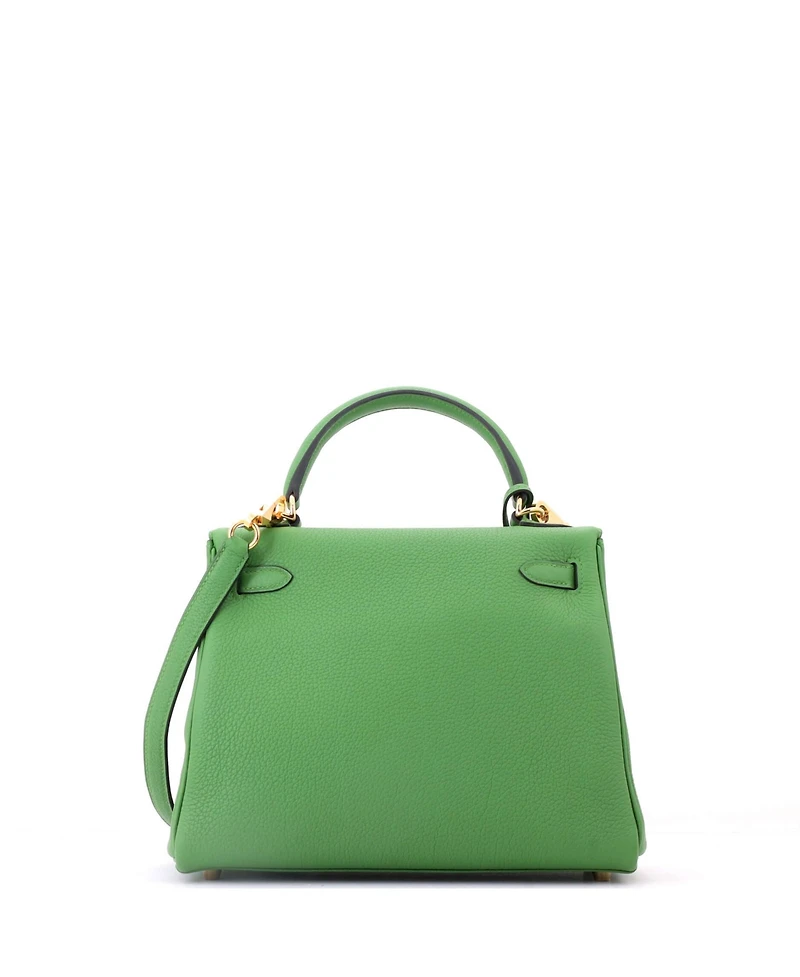 Pre-Owned HERMES Kelly 25 Handbag Green Togo with Gold Hardware