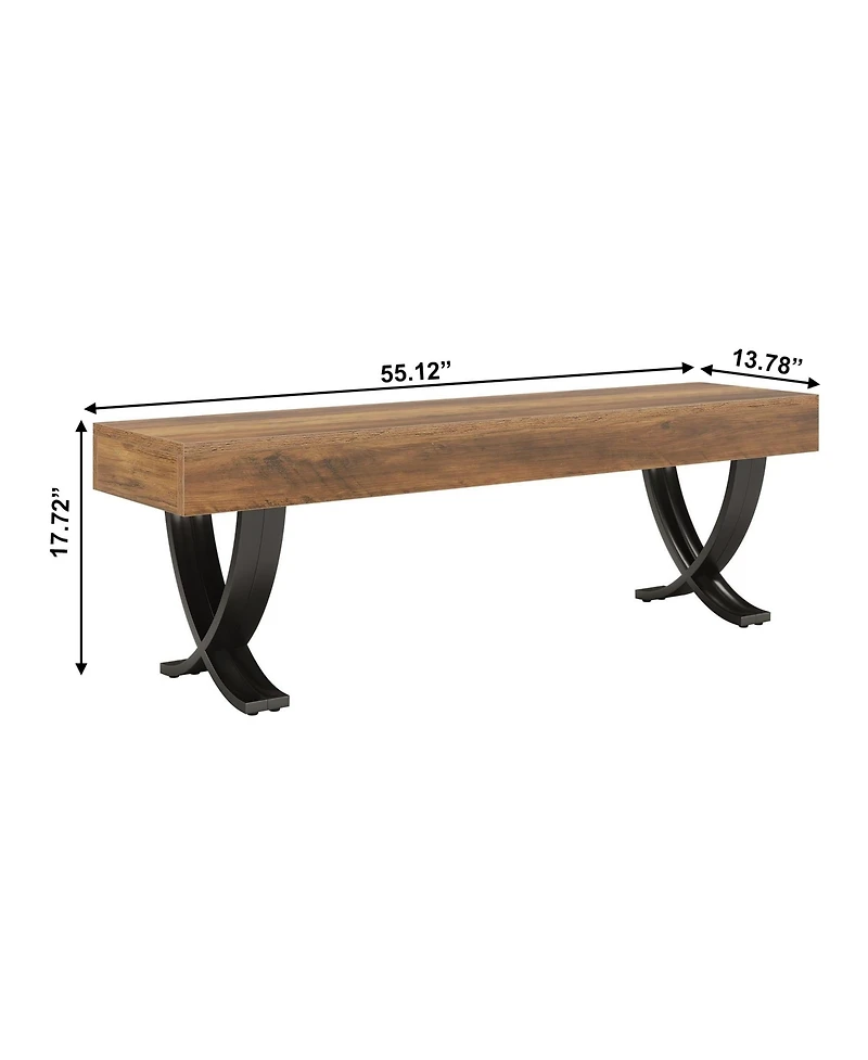 Slickblue Industrial Entryway Shoe Bench with Metal X-Shaped Legs