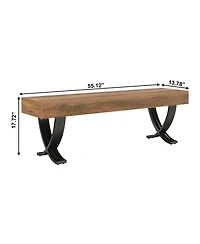 Slickblue Industrial Entryway Shoe Bench with Metal X-Shaped Legs