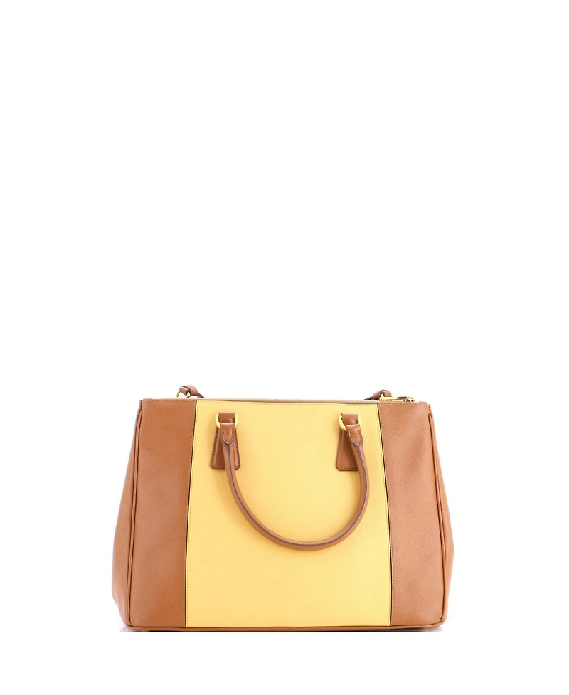 Pre-Owned Prada Medium Bicolor Double Zip Lux Tote Saffiano Leather