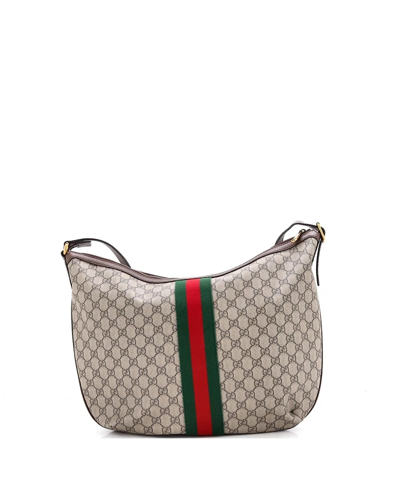 Pre-Owned Gucci Large Ophidia Half Moon Hobo Gg Coated Canvas
