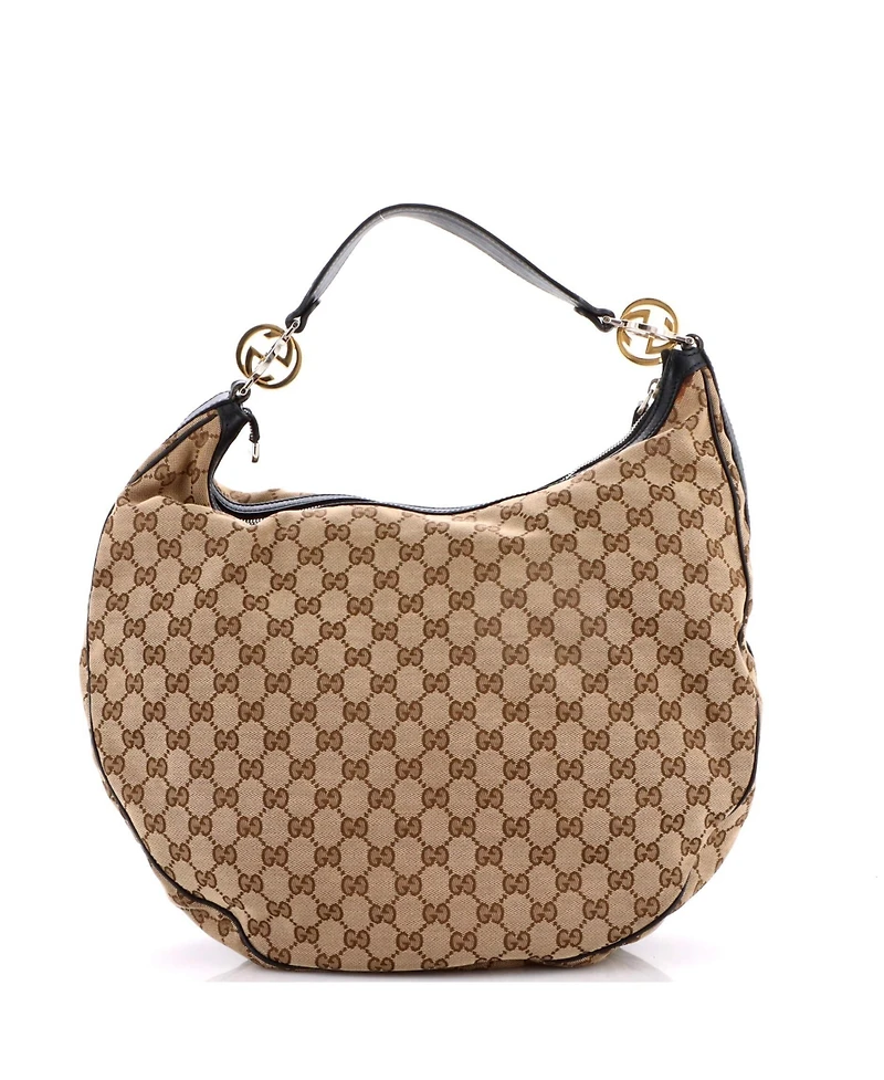 Pre-Owned Gucci Large Twins Hobo Gg Canvas