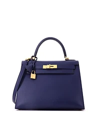 Pre-Owned HERMES Kelly 28 Handbag Blue Epsom with Gold Hardware