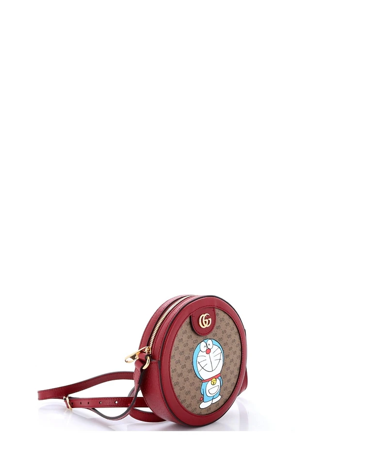Pre-Owned Gucci Doraemon Round Shoulder Bag Printed Mini Gg Coated Canvas