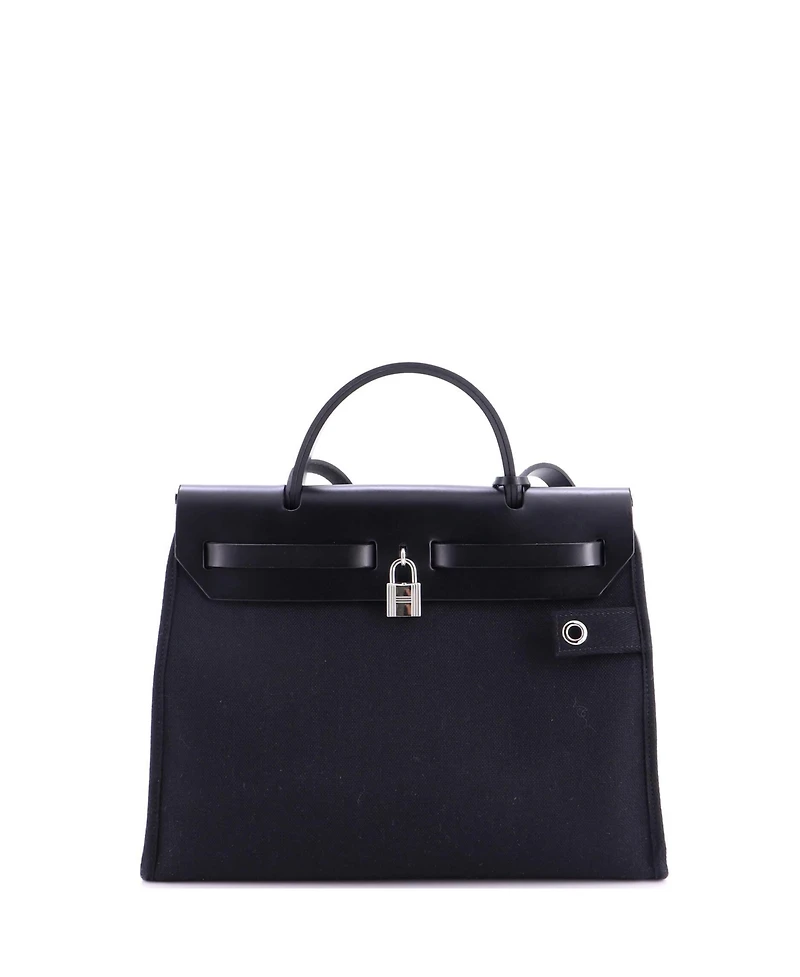 Pre-Owned HERMES Herbag Zip Leather and Toile