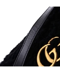 Pre-Owned Gucci Small Gg Marmont Flap Bag Matelasse Shearling