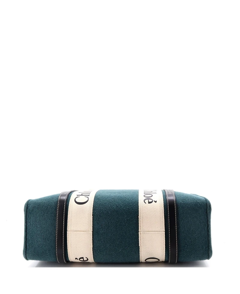 Pre-Owned Chloe Woody Tote Felt with Leather and Canvas